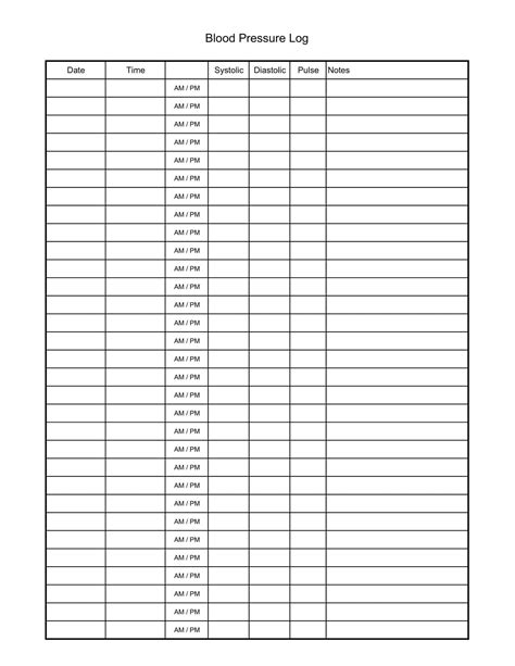 Free Printable Blood Pressure Log Templates [PDF, Excel] Sheet