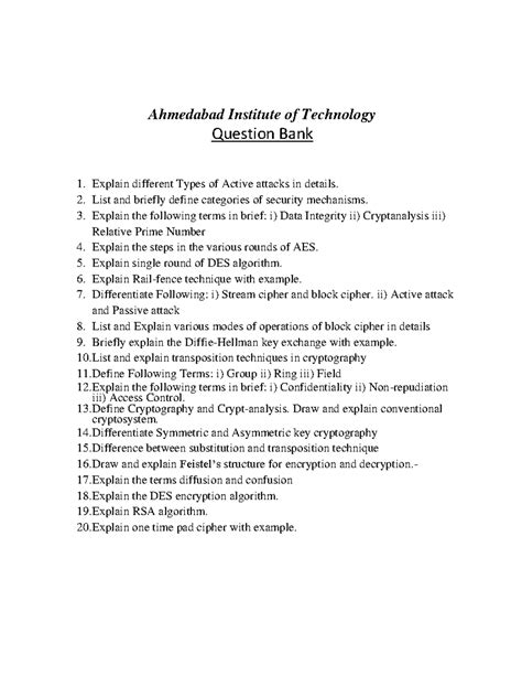 CNS QUE BANK 240326 120402 - Ahmedabad Institute of Technology Question ...