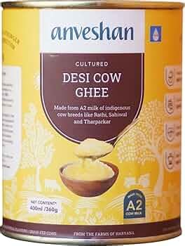 Anveshan A2 Cultured Desi Cow Ghee 400Ml Curd-Churned Pure, Natural ...