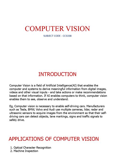 Image result for Computer Vision Definition PDF