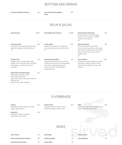 Shooters Waterfront menu in Fort Lauderdale, Florida, USA