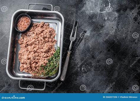 Vegetarian Ground Meat, Raw Plant Based Meat with Herbs in Kitchen Tray ...