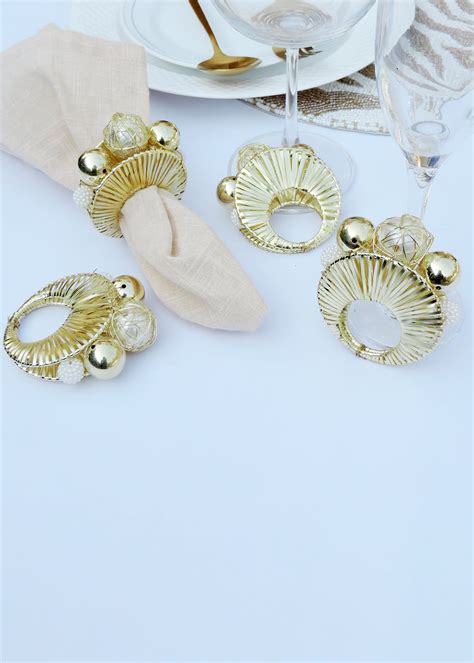 Get Gold Embellished Metal Napkin Ring - Set Of 4 at ₹ 449 | LBB Shop