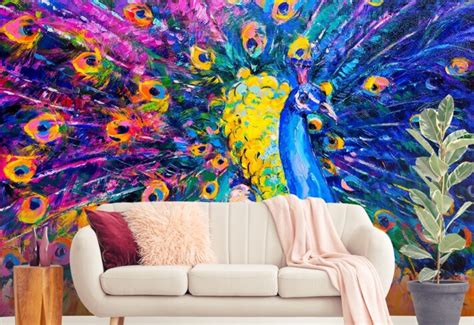 Buy Peacock Wallpaper for Walls – 3 Year Color Warranty