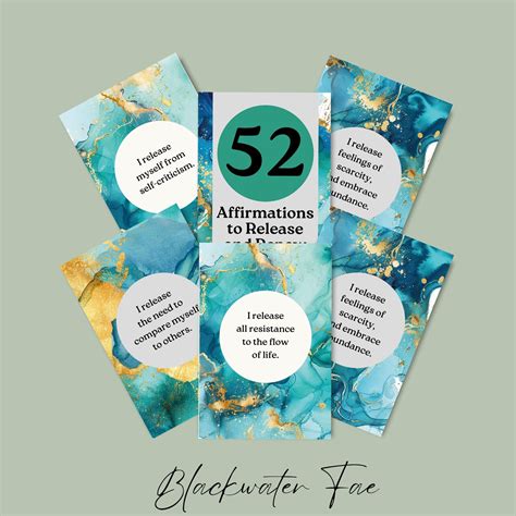 Printable Affirmation Cards, Release and Renew, Daily Positivity, Aqua ...