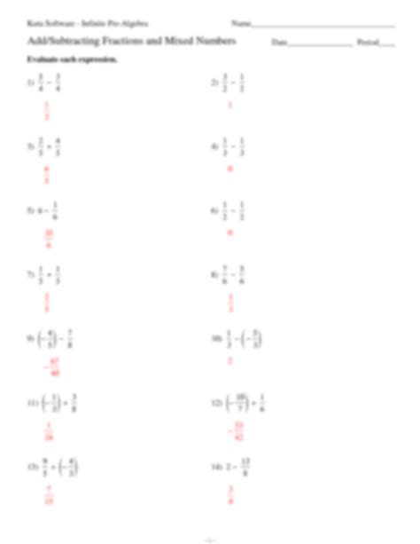 Free adding and subtracting fractions worksheet kuta, Download Free ...