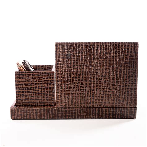 Leather Desktop Accessories | Custom Desk Set Organiser in leather ...