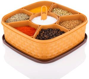 KHUNT EXIM Plastic Square 7 Sections Multipurpose Masala Rangoli Dabba ...
