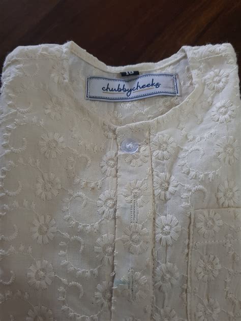 Thread Embroidery on Pure Cotton Kurta-Pajama Set | Beige – The House ...