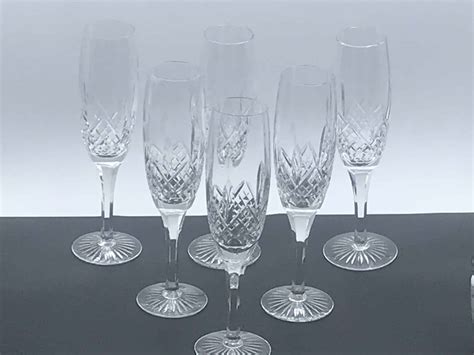 Antique Scottish Edinburgh Crystal Montrose Champagne Flutes Set of Six ...