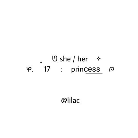 lilac's ᑲ̲i̲ⱺ̲ 💌 Aesthetic Bio with Princess Core Symbols