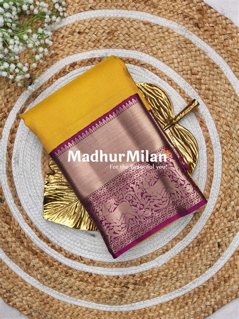 KORVAI MICRO CHECKS SAREE GOLDEN YELLOW WINE – Madhur Milan