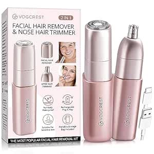 Facial - Nose Hair Remover Women: 2 in 1 Painless Electric Face Shaver ...