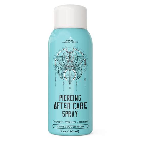 BASE LABORATORIES Piercing Aftercare Spray 4oz | Saline Spray for Piercings | Ear Piercing ...
