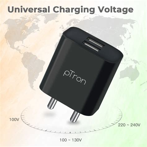 pTron Volta Dual Port 12W Smart USB Charger Adapter, Multi-Layer Prote ...