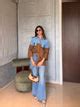 Blue Striped & Brown Contrast Shirt with Strap Details