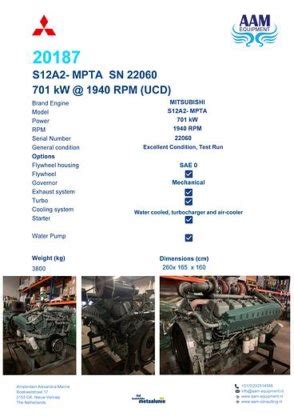 20187 - MITSUBISHI S12A2-MPTA 634 kW 1940 RPM SN 22060 in Nieuw-Vennep ...