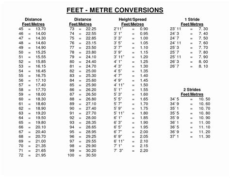 Printable Conversion Chart Cm To Feet And Inches - Printable Calendars ...
