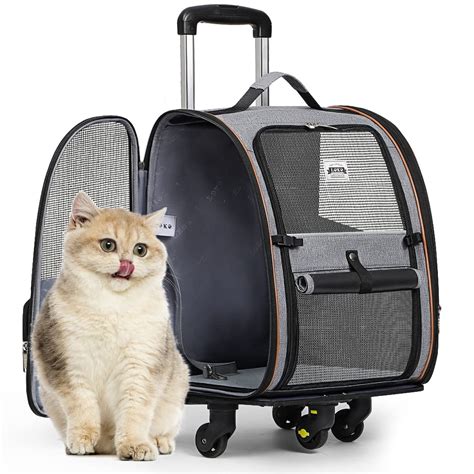 Lekebobor Wheeled Pet Carrier Backpack Pet Rolling Carrier Backpack for ...