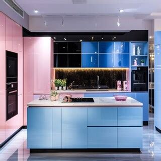 Compact and Modern Open Kitchen Design in Carnival Colour