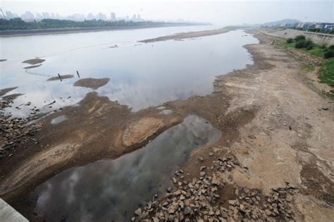 组图：湘江长沙段水位持续走低部分河床裸露_新闻中心_新浪网