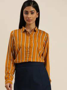 Hancock Women Striped Formal Yellow Shirt - Buy Hancock Women Striped ...