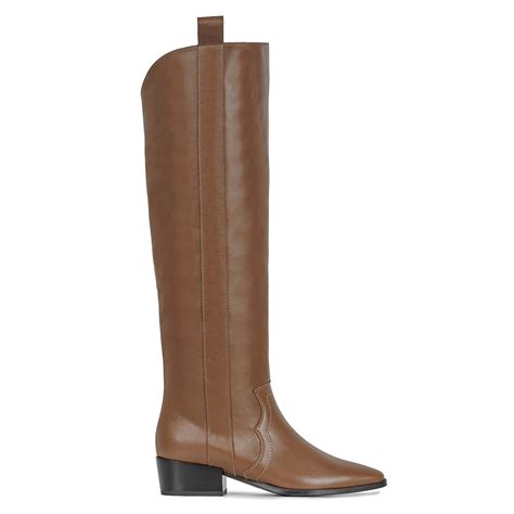 Women's knee high brown leather boots - BRAVOMODA