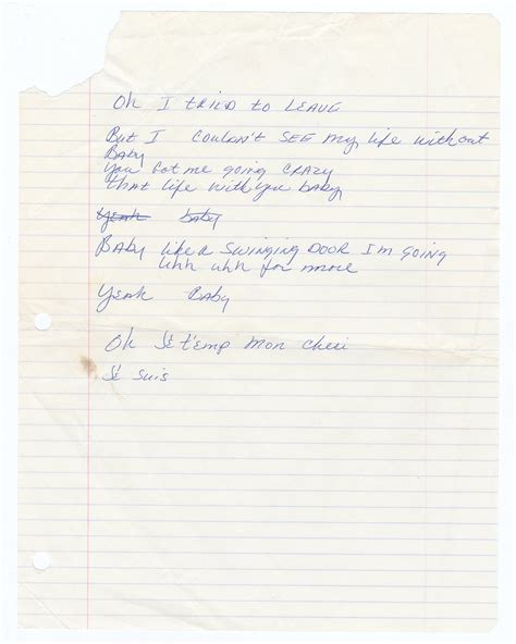 Lot Detail - Janet Jackson Original Handwritten Lyrics