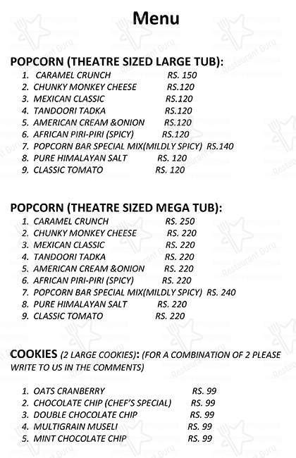 Menu at Popcorn Bar, Thane
