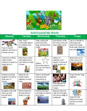 Supplemental Curriculum - Unit 5 - Calendar God Created My World ...