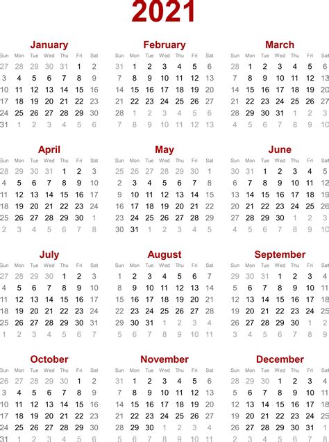 Clipart - 2021 calendar