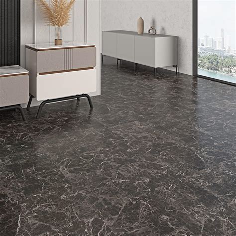 WESTICK Black Marble Peel and Stick Floor Tile Bathroom Bedroom Kitchen ...