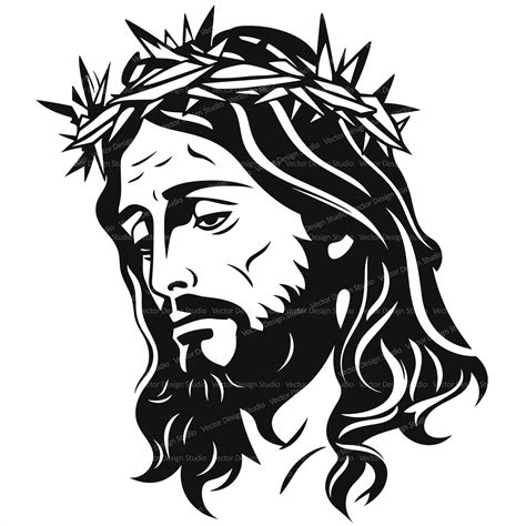 Jesus with Crown Thorns Svg & PNG Files, Easter Clipart Silhouette Vector Image, Christian SVG ...