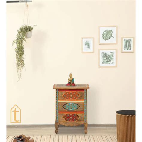 Hand Painted Solid Wood Chest Of Drawer In Multi Color | 3 Chest Of Dr ...