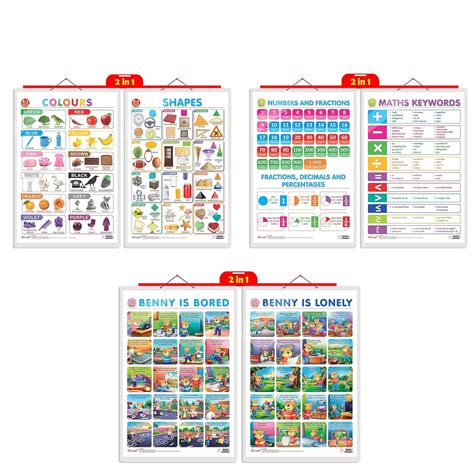 GO WOO Combo of 3 |2 IN 1 NUMBER & FRACTIONS AND MATHS KEYWORDS, 2 IN 1 ...