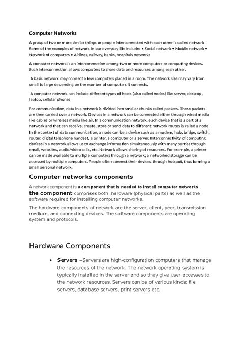 Computer Networks: Understanding Types and Components - Studocu
