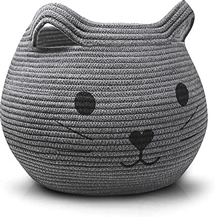 ALBY® Design Cat Toy Basket, Baby Woven Laundry Bag, Round Cat Cute ...