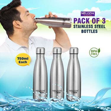 Pack of 3 Stainless Steel Water Bottle - 750ml (3B3) – Naaptol.in