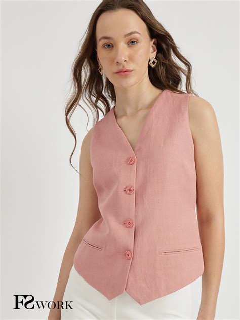 Linen Waistcoat - Dusty Pink – FableStreet