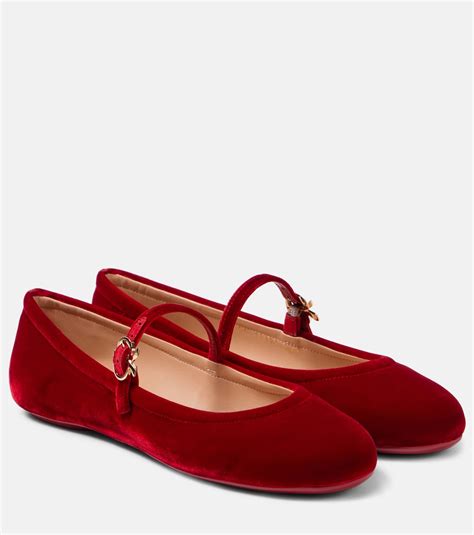 Carla velvet Mary Jane flats in red - Gianvito Rossi | Mytheresa