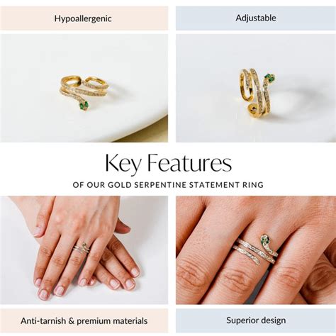 Ring Online - Premium Gold Serpentine Statement Ring | Nestasia