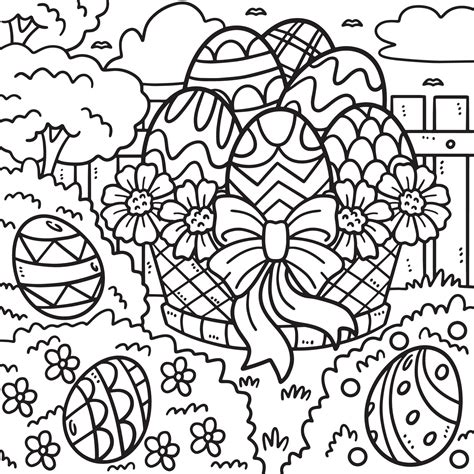 Easter Egg Basket Coloring Page for Kids 13801506 Vector Art at Vecteezy