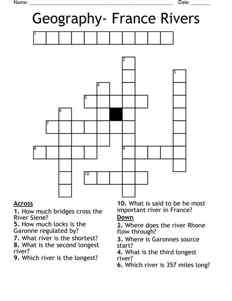 Long French River Crossword - prntbl.concejomunicipaldechinu.gov.co