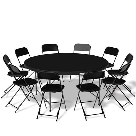 MoNiBloom 11 Pieces 4.5 Ft Black Foldable Indoor Outdoor Card Table and ...