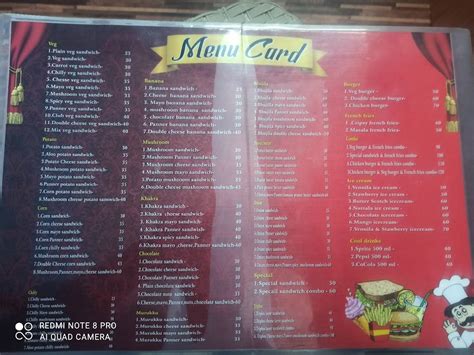 Menu at Sk Burgers, Chennai