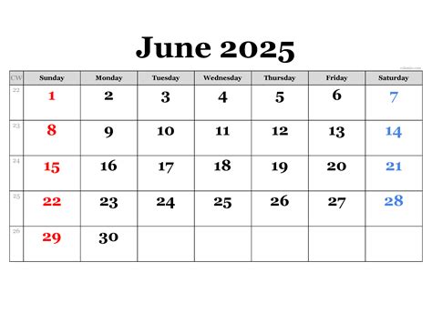 June 2025 Calendar | Free Printable PDF, XLS and PNG