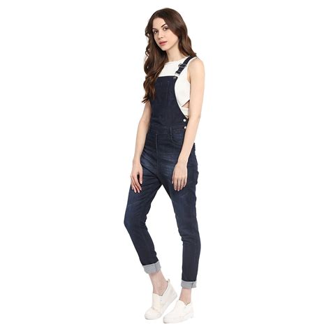 Buy StyleStone (3179NavyBlueDungrS)-Women's Navy Blue Dungaree Pants at ...