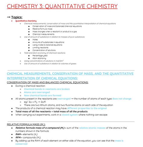 Image result for Quantitative Chemistry Notes