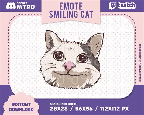 Emote Smiling Cat / Emoji for Twitch / Emoji for Streamer / Emote Cat for Discord / Cat Smiling ...