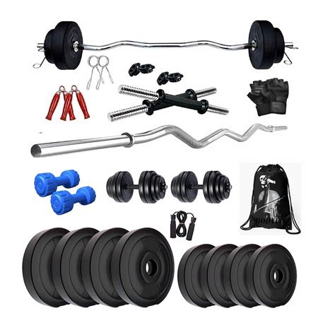 Bodyfit Home Gym Set Combo, Gym Equipment, 3 feet Curl Rod +1X2 Dumbbe ...
